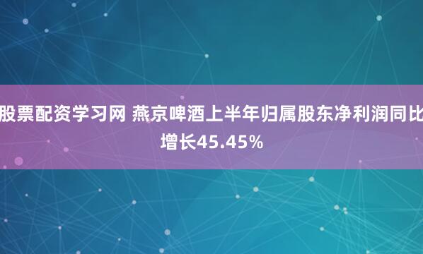 股票配资学习网 燕京啤酒上半年归属股东净利润同比增长45.45%